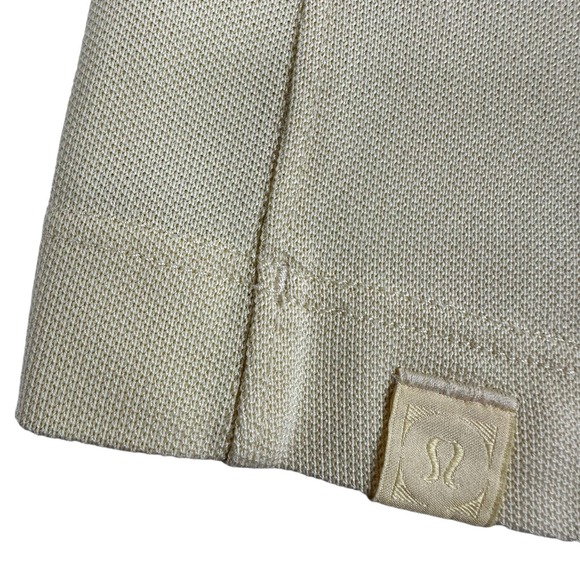 Lululemon Tech Pique Polo Short Sleeve Yellow Shirt Size Large Underarm Vents - Picture 9 of 11